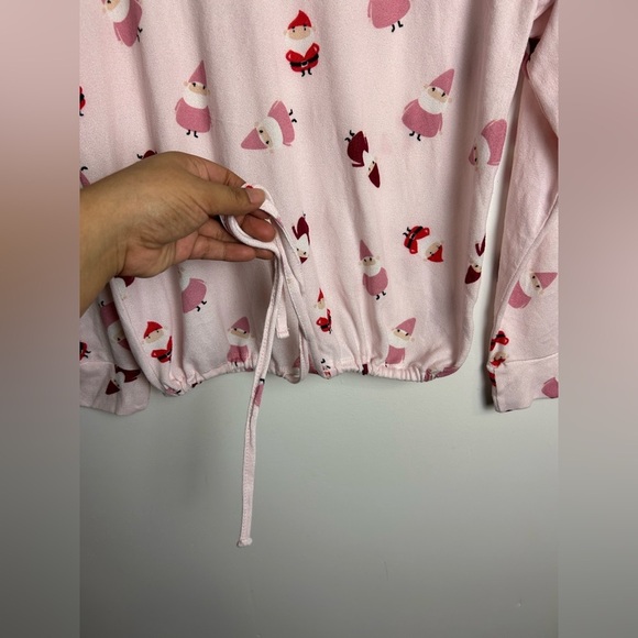 Kikit Pajama set Elf Santa Print M Soft Pants Top Long Sleeve Pink Stretch Pull - Picture 11 of 16